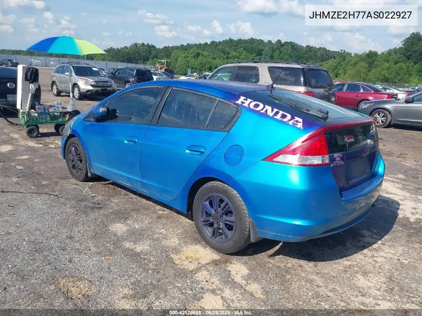 2010 Honda Insight Ex VIN: JHMZE2H77AS022927 Lot: 42525685