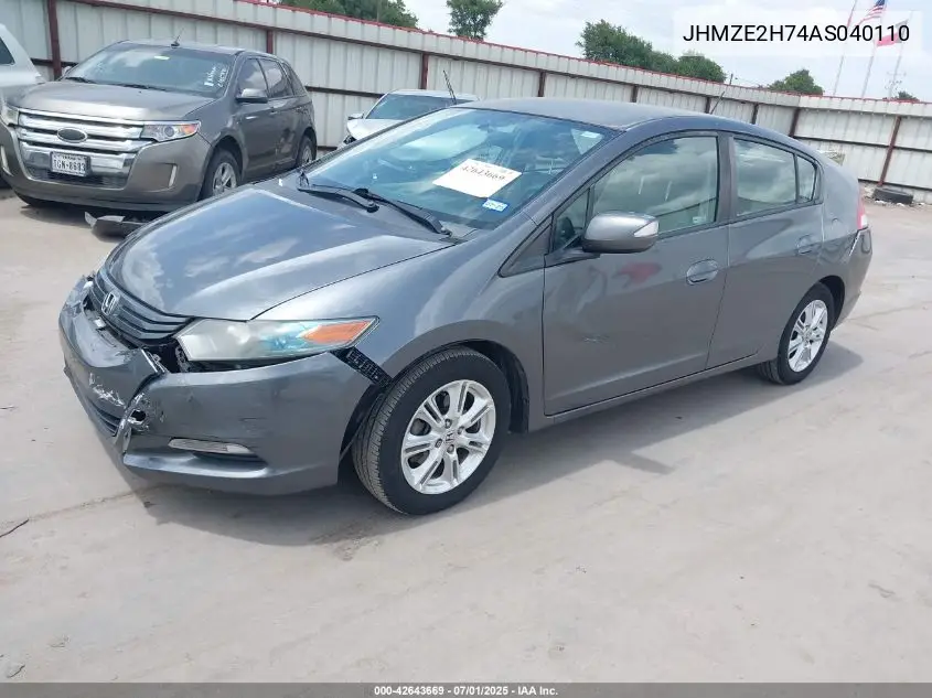 2010 Honda Insight Ex VIN: JHMZE2H74AS040110 Lot: 42643669