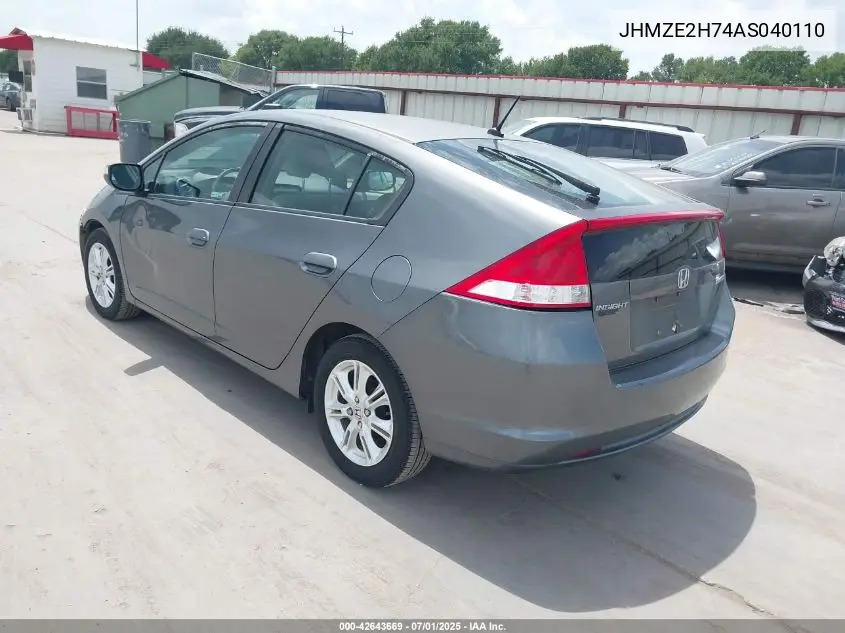 2010 Honda Insight Ex VIN: JHMZE2H74AS040110 Lot: 42643669