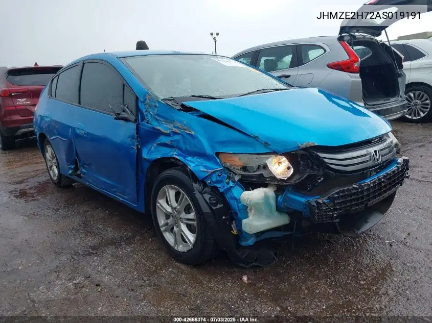 2010 Honda Insight Ex VIN: JHMZE2H72AS019191 Lot: 42666374
