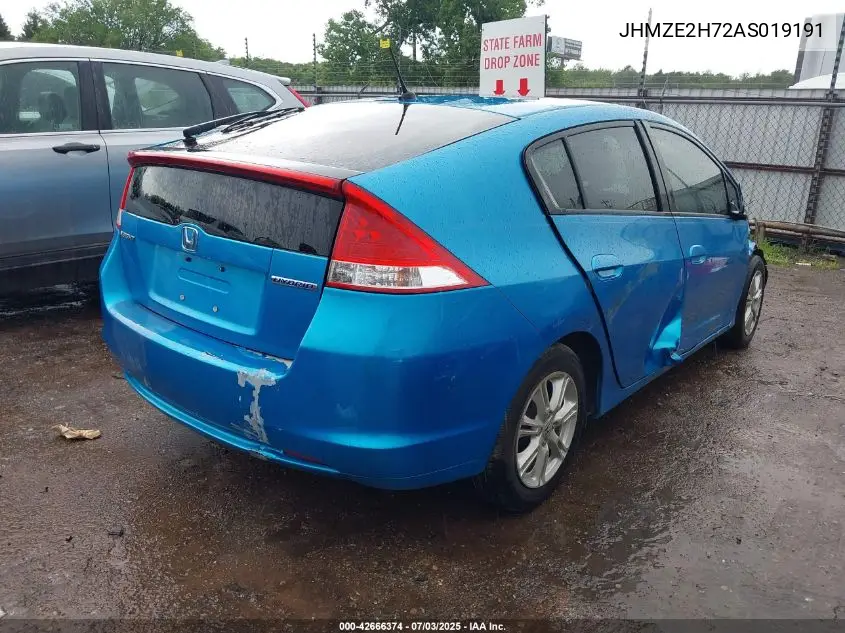2010 Honda Insight Ex VIN: JHMZE2H72AS019191 Lot: 42666374