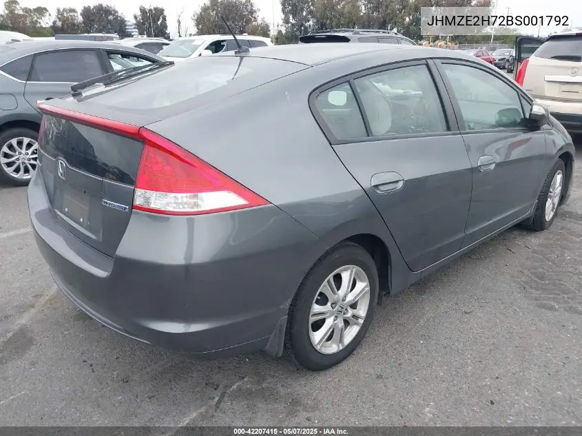 2011 Honda Insight Ex VIN: JHMZE2H72BS001792 Lot: 42207415