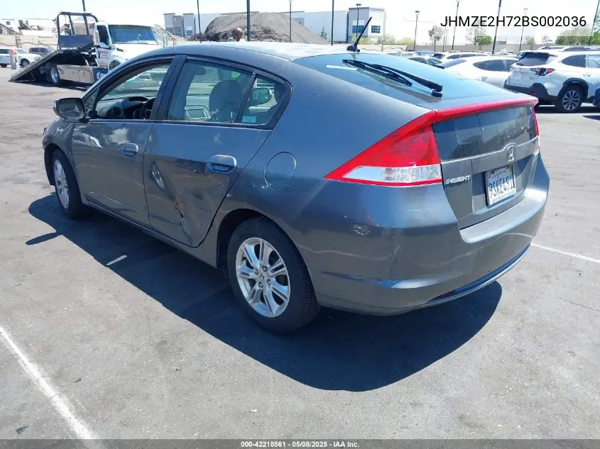 2011 Honda Insight Ex VIN: JHMZE2H72BS002036 Lot: 42218561