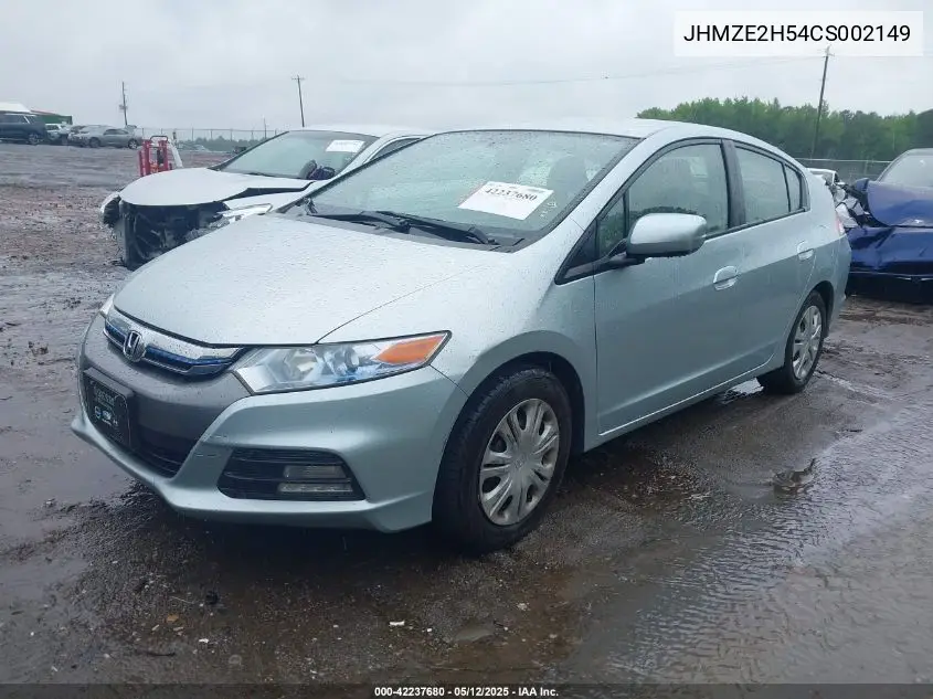 2012 Honda Insight Lx VIN: JHMZE2H54CS002149 Lot: 42237680