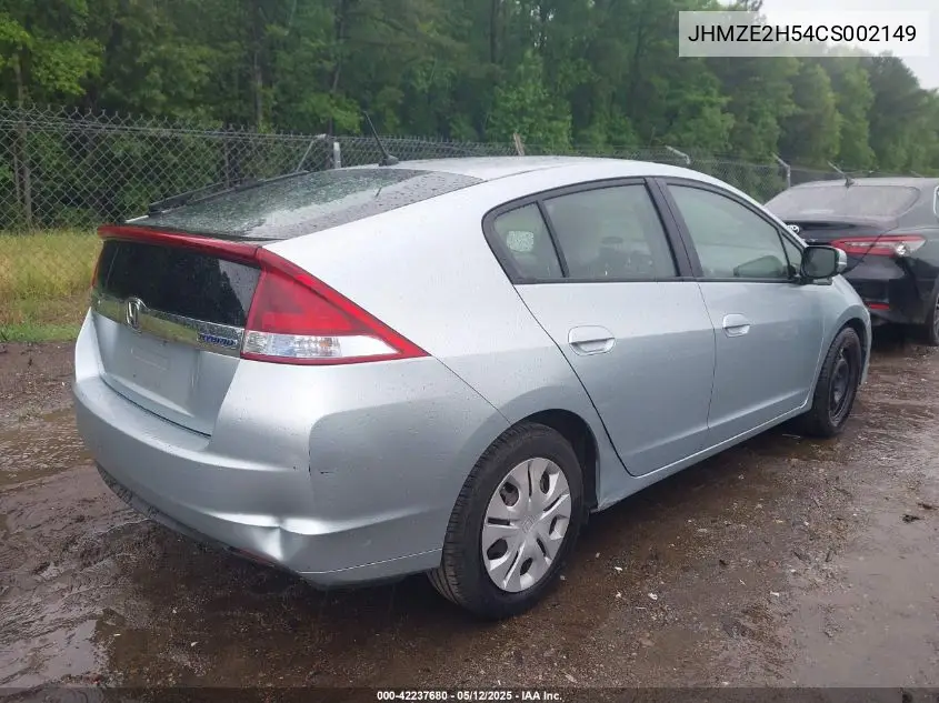 2012 Honda Insight Lx VIN: JHMZE2H54CS002149 Lot: 42237680