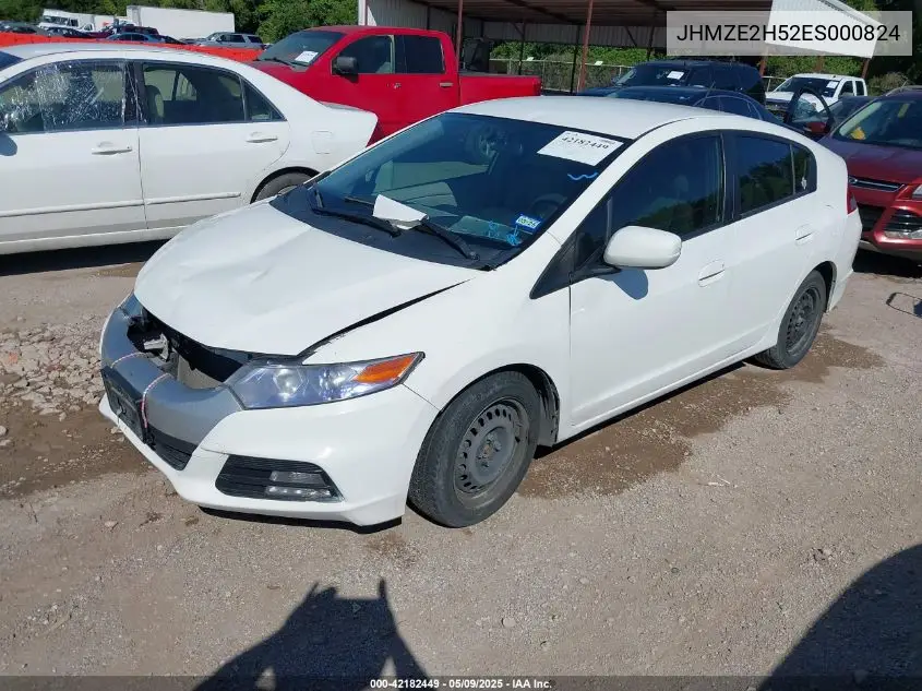 2014 Honda Insight Lx VIN: JHMZE2H52ES000824 Lot: 42182449