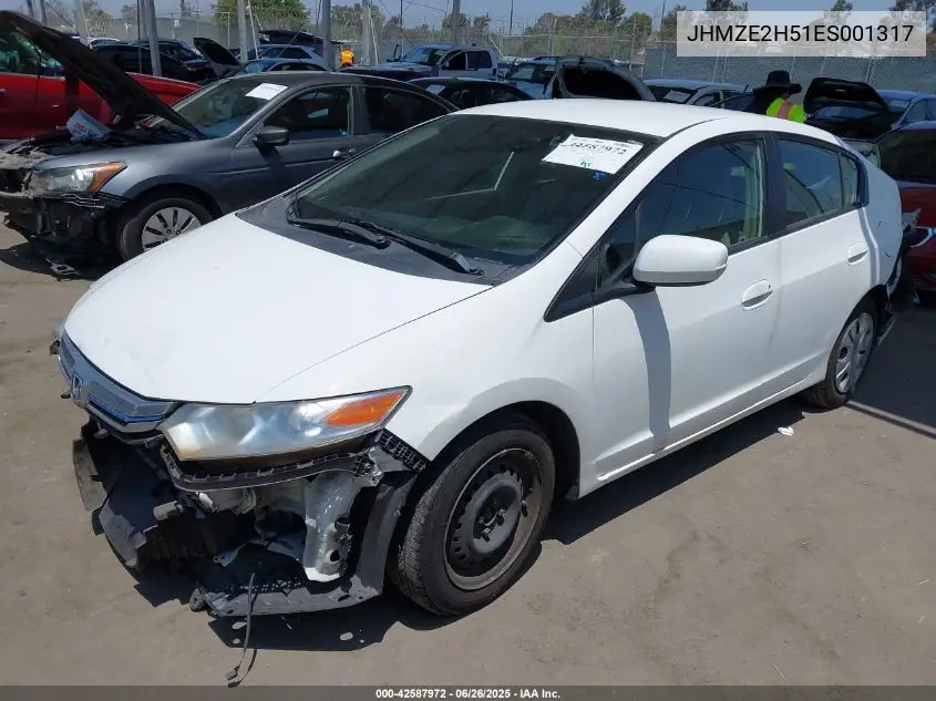 2014 Honda Insight Lx VIN: JHMZE2H51ES001317 Lot: 42587972