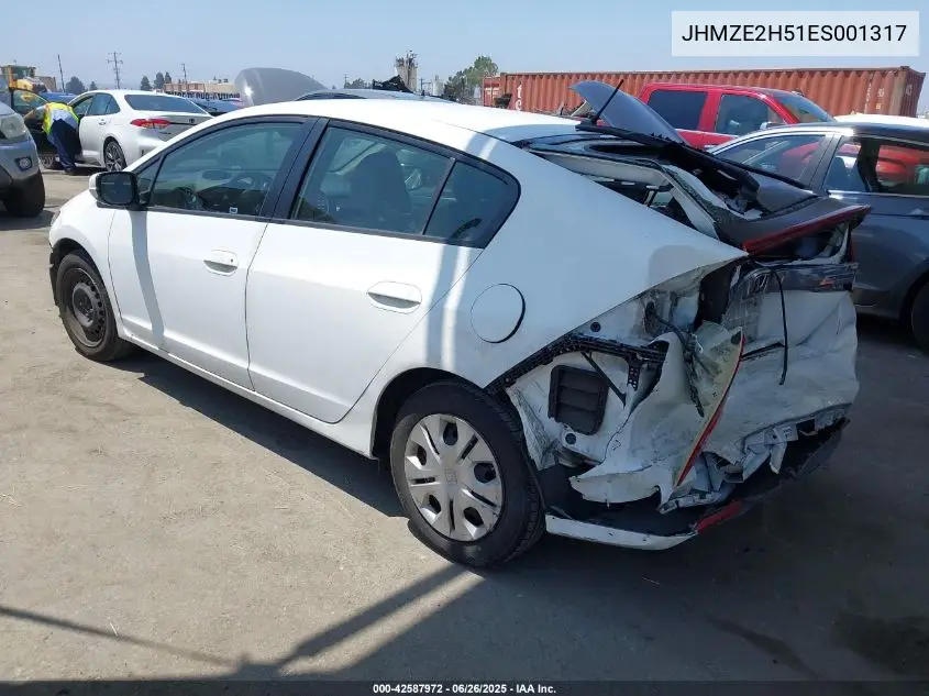 2014 Honda Insight Lx VIN: JHMZE2H51ES001317 Lot: 42587972