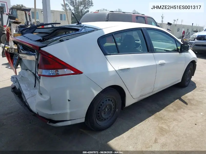 2014 Honda Insight Lx VIN: JHMZE2H51ES001317 Lot: 42587972