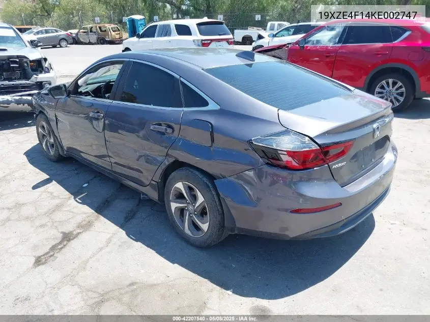 2019 Honda Insight Lx VIN: 19XZE4F14KE002747 Lot: 42207540