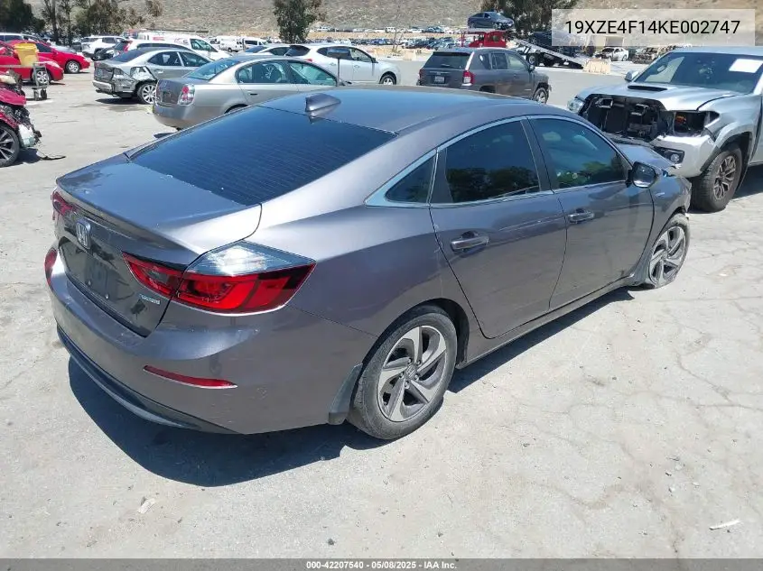 2019 Honda Insight Lx VIN: 19XZE4F14KE002747 Lot: 42207540