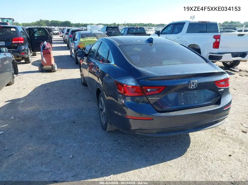 2019 Honda Insight Ex VIN: 19XZE4F5XKE034153 Lot: 42242806