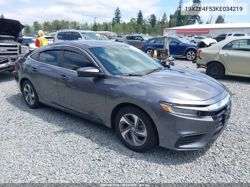 2019 Honda Insight Ex VIN: 19XZE4F53KE034219 Lot: 42579122