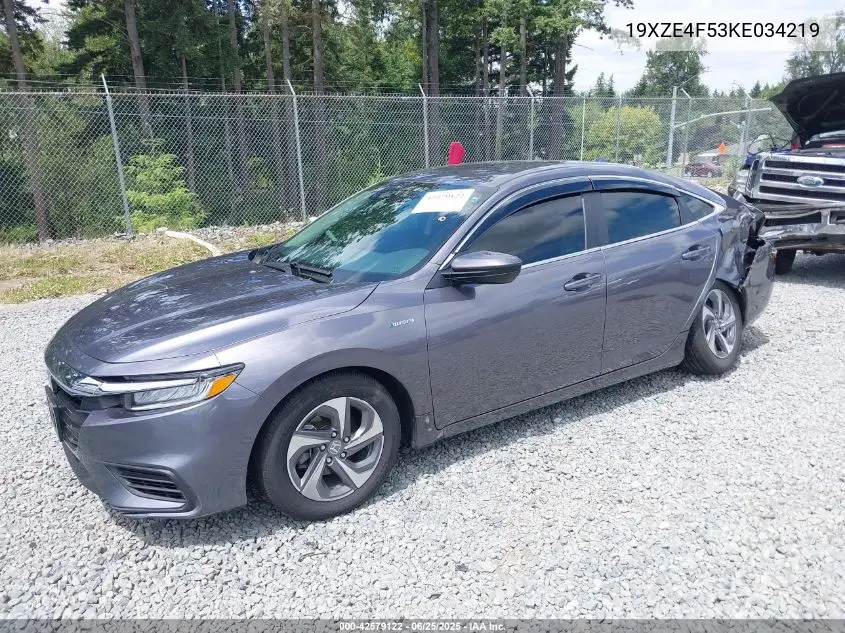 2019 Honda Insight Ex VIN: 19XZE4F53KE034219 Lot: 42579122