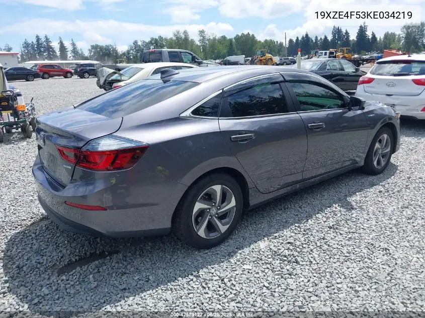 2019 Honda Insight Ex VIN: 19XZE4F53KE034219 Lot: 42579122