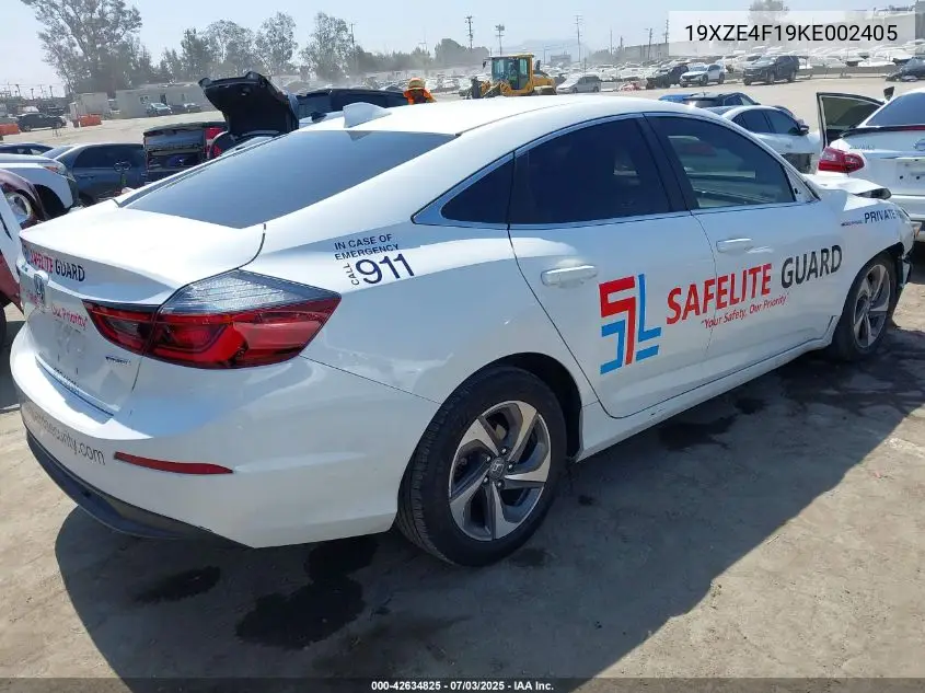 2019 Honda Insight Lx VIN: 19XZE4F19KE002405 Lot: 42634825