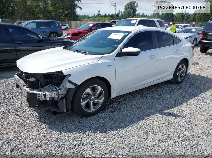 2020 Honda Insight Ex VIN: 19XZE4F57LE000768 Lot: 42570486