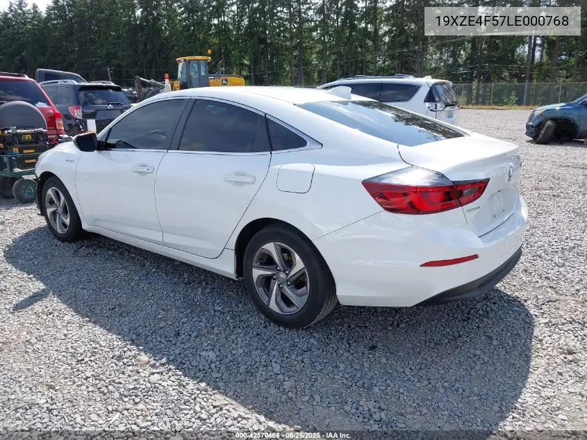 2020 Honda Insight Ex VIN: 19XZE4F57LE000768 Lot: 42570486