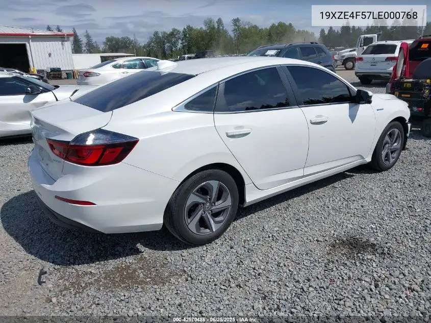 2020 Honda Insight Ex VIN: 19XZE4F57LE000768 Lot: 42570486