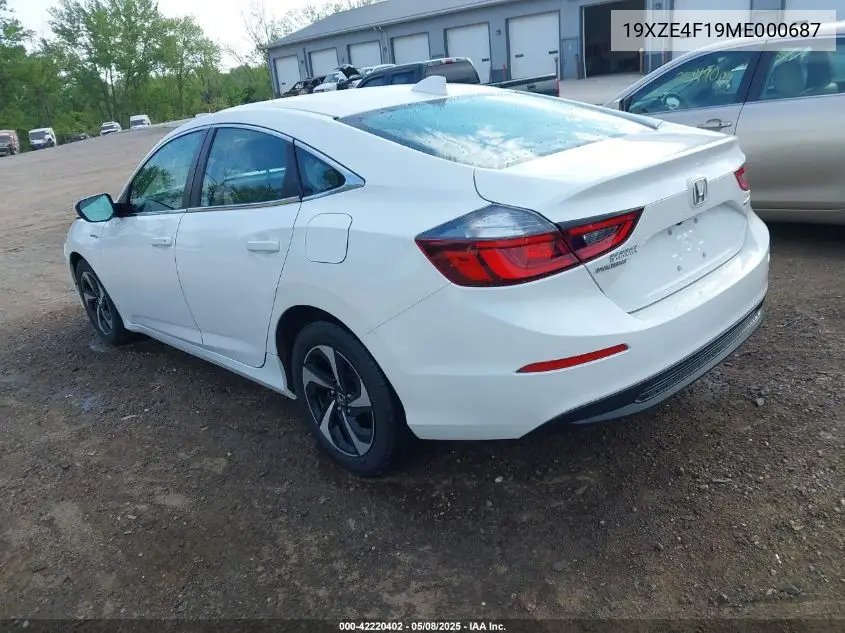 2021 Honda Insight Lx VIN: 19XZE4F19ME000687 Lot: 42220402