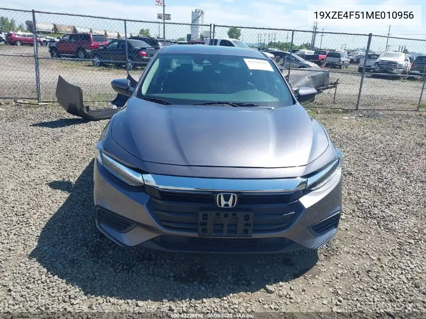 2021 Honda Insight Ex VIN: 19XZE4F51ME010956 Lot: 42226998