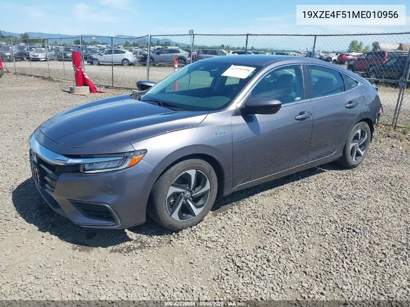 2021 Honda Insight Ex VIN: 19XZE4F51ME010956 Lot: 42226998