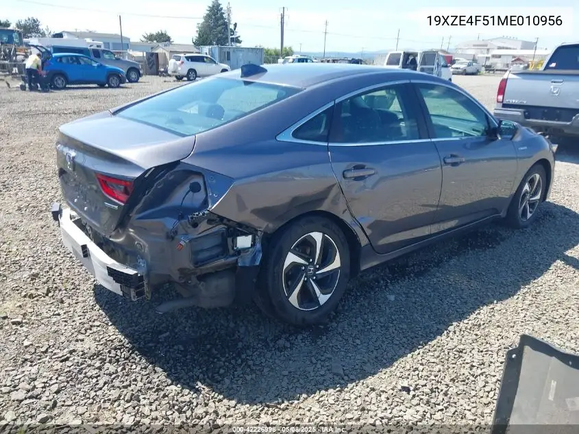 2021 Honda Insight Ex VIN: 19XZE4F51ME010956 Lot: 42226998
