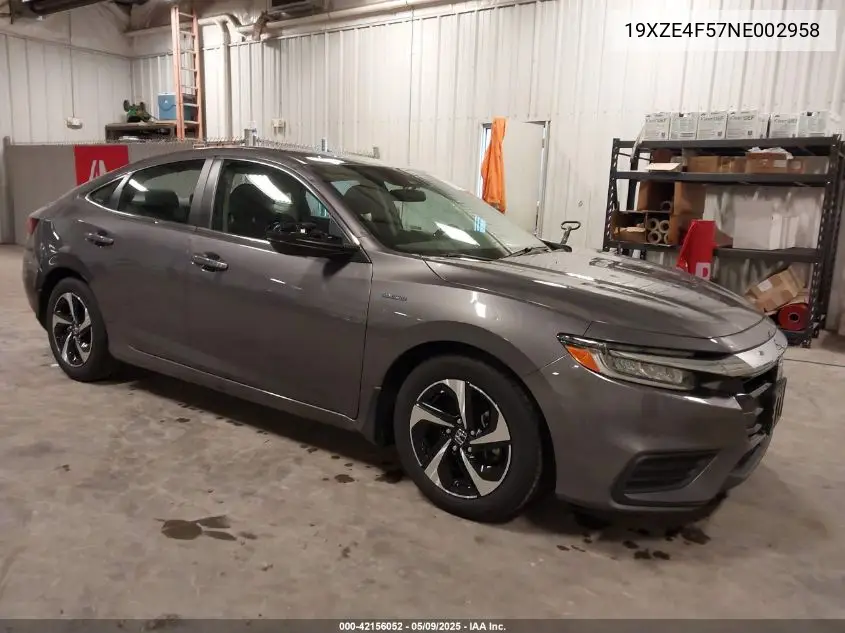 2022 Honda Insight Ex VIN: 19XZE4F57NE002958 Lot: 42156052