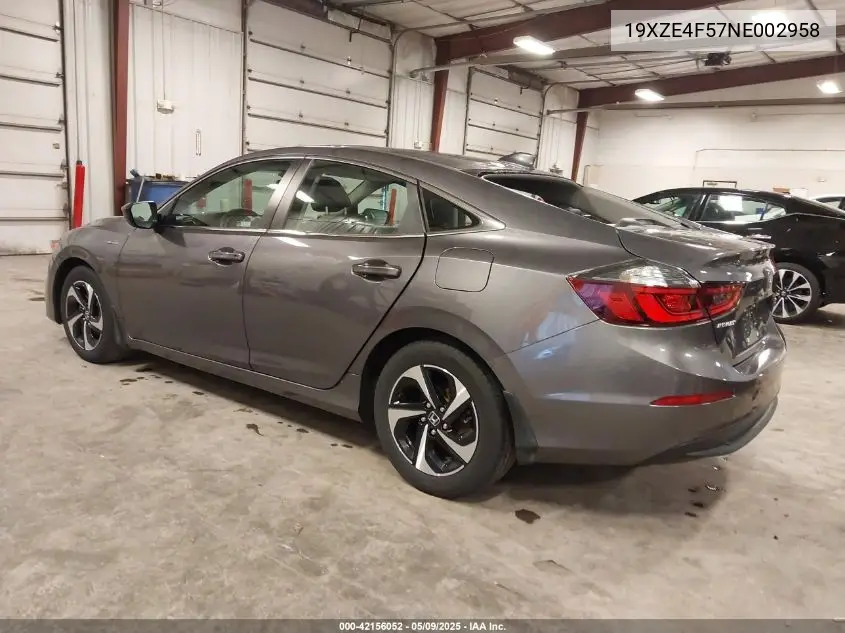 2022 Honda Insight Ex VIN: 19XZE4F57NE002958 Lot: 42156052