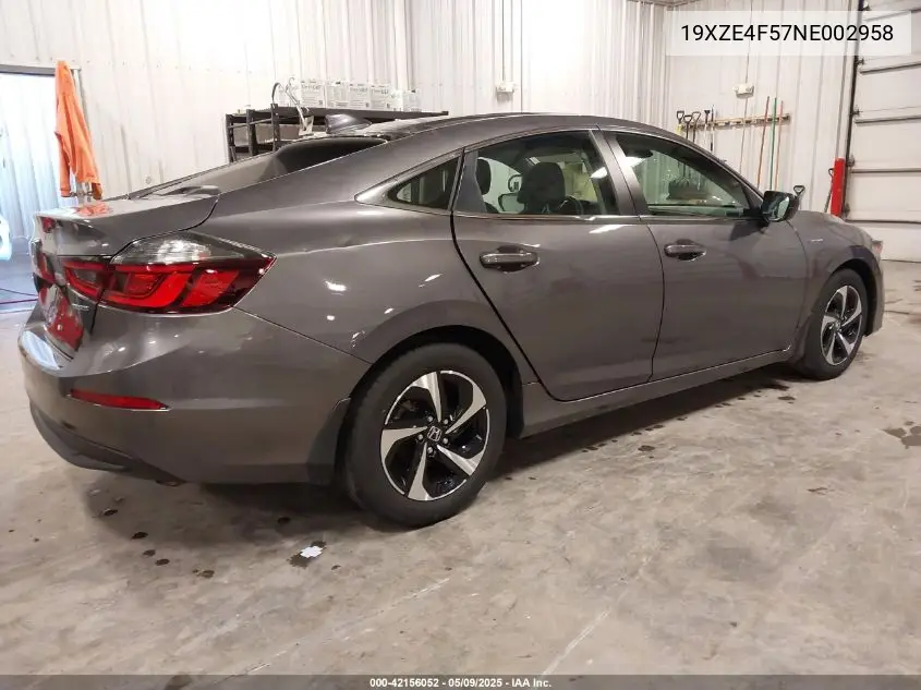 2022 Honda Insight Ex VIN: 19XZE4F57NE002958 Lot: 42156052