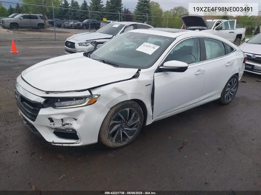 2022 Honda Insight Touring VIN: 19XZE4F98NE003491 Lot: 42221736