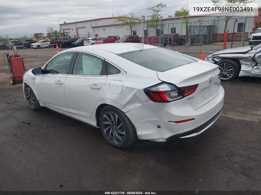 2022 Honda Insight Touring VIN: 19XZE4F98NE003491 Lot: 42221736