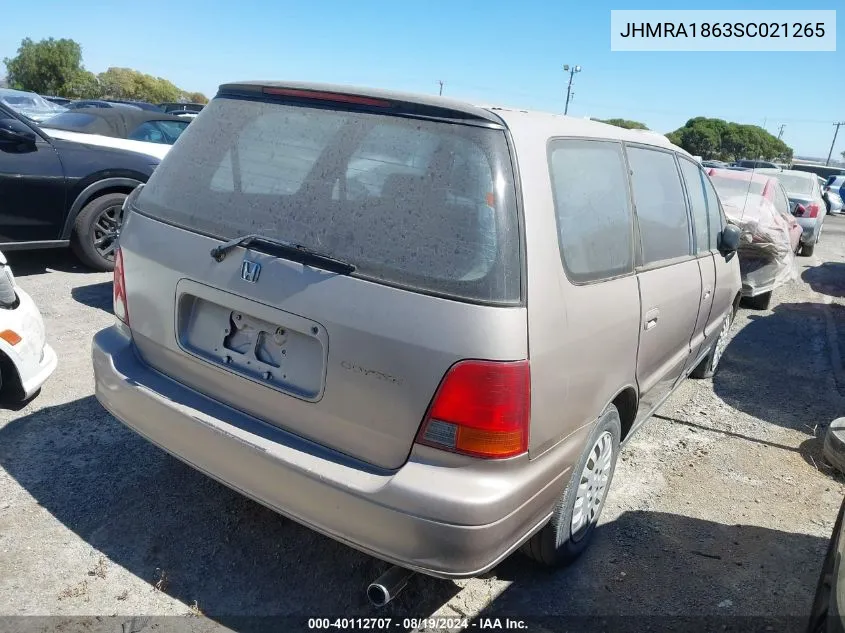 1995 Honda Odyssey Lx/Ex VIN: JHMRA1863SC021265 Lot: 40112707