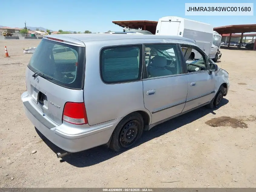 1998 Honda Odyssey Ex/Lx VIN: JHMRA3843WC001680 Lot: 42269809