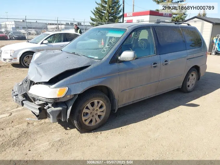 2000 Honda Odyssey Ex VIN: 2HKRL1868YH000789 Lot: 30062627