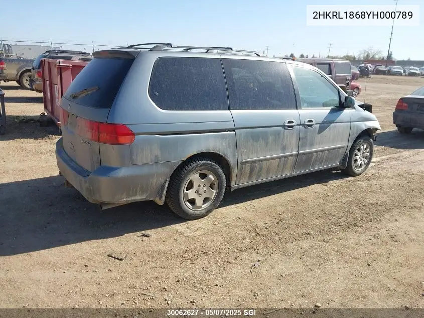 2000 Honda Odyssey Ex VIN: 2HKRL1868YH000789 Lot: 30062627