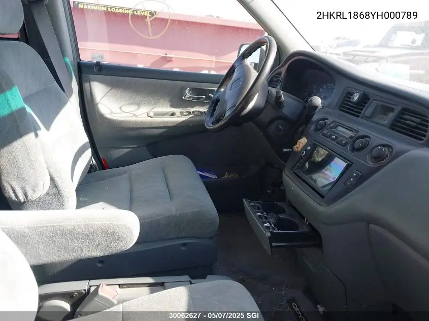 2000 Honda Odyssey Ex VIN: 2HKRL1868YH000789 Lot: 30062627