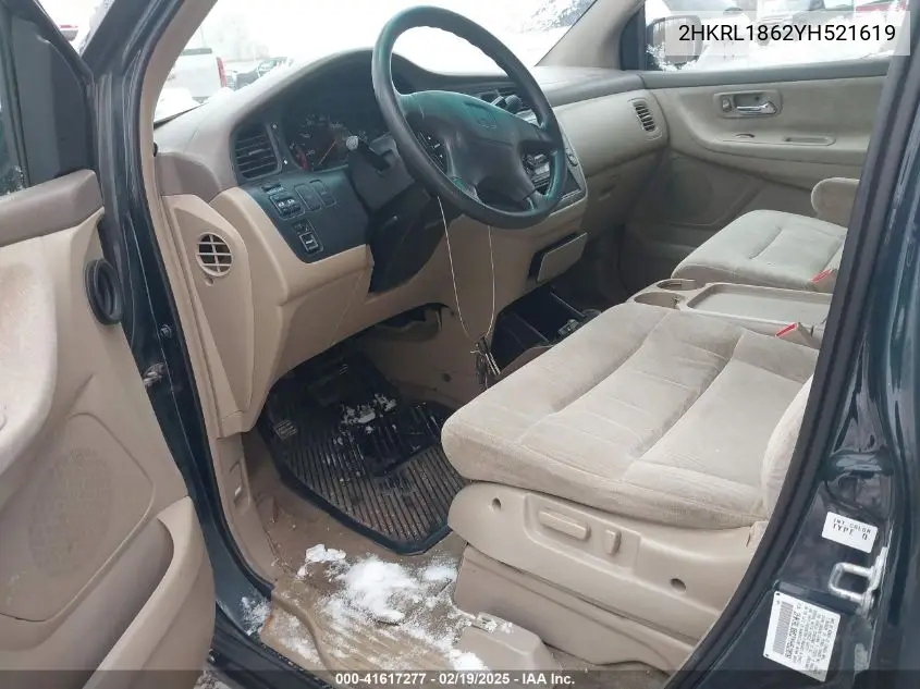 2000 Honda Odyssey Ex VIN: 2HKRL1862YH521619 Lot: 41617277