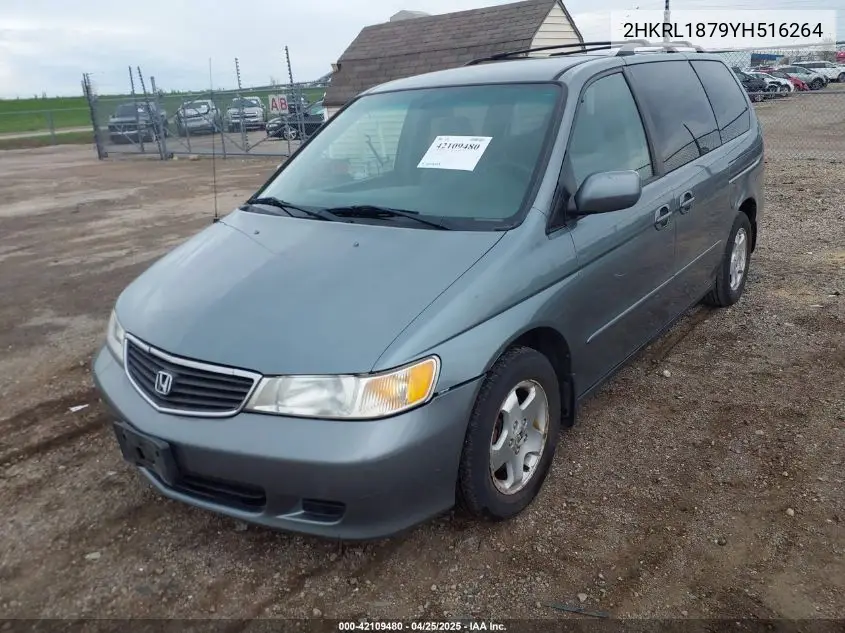 2000 Honda Odyssey Ex VIN: 2HKRL1879YH516264 Lot: 42109480