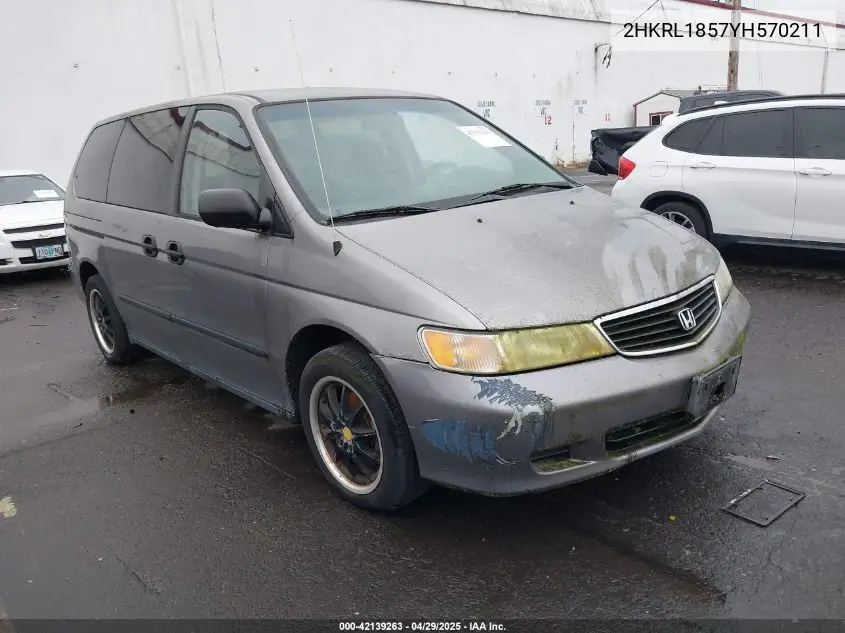 2000 Honda Odyssey Lx VIN: 2HKRL1857YH570211 Lot: 42139263