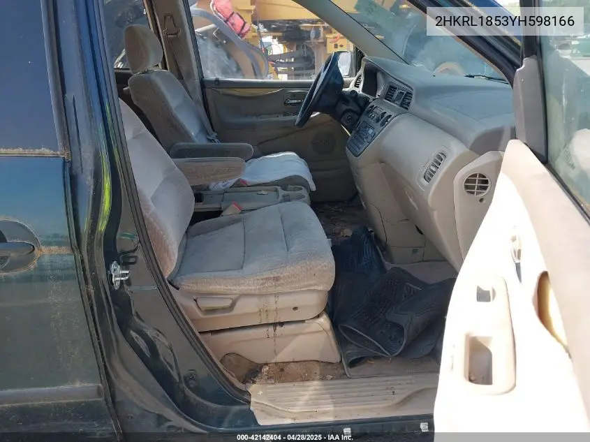 2000 Honda Odyssey Lx VIN: 2HKRL1853YH598166 Lot: 42142404
