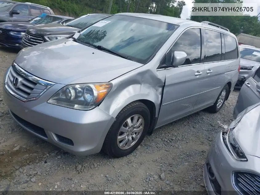 2000 Honda Odyssey Ex VIN: 2HKRL1874YH626705 Lot: 42159356