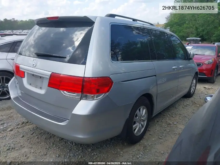 2000 Honda Odyssey Ex VIN: 2HKRL1874YH626705 Lot: 42159356