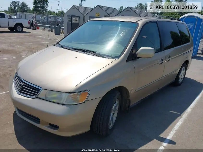 2000 Honda Odyssey Ex VIN: 2HKRL1868YH001859 Lot: 42165724
