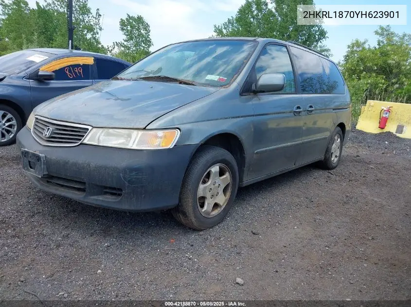 2000 Honda Odyssey Ex VIN: 2HKRL1870YH623901 Lot: 42188870