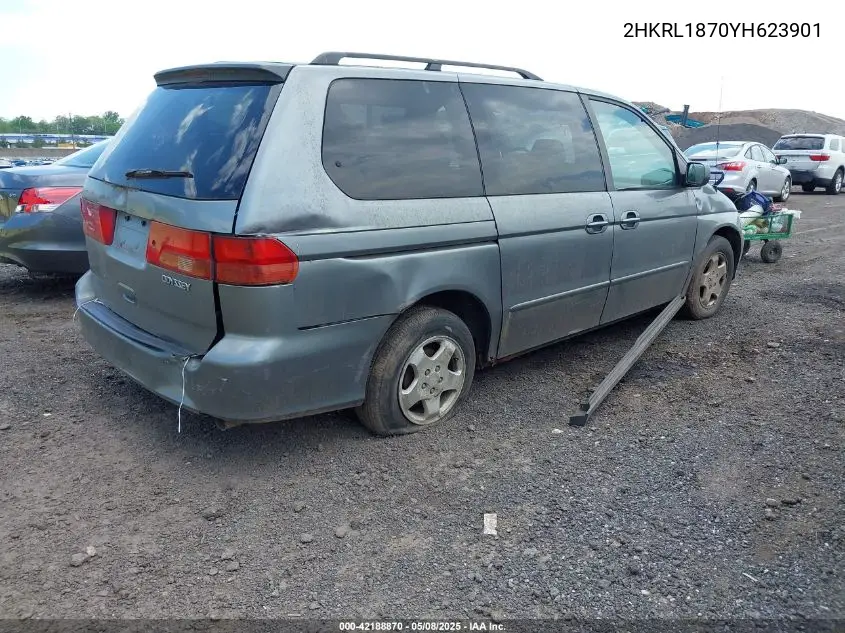 2000 Honda Odyssey Ex VIN: 2HKRL1870YH623901 Lot: 42188870