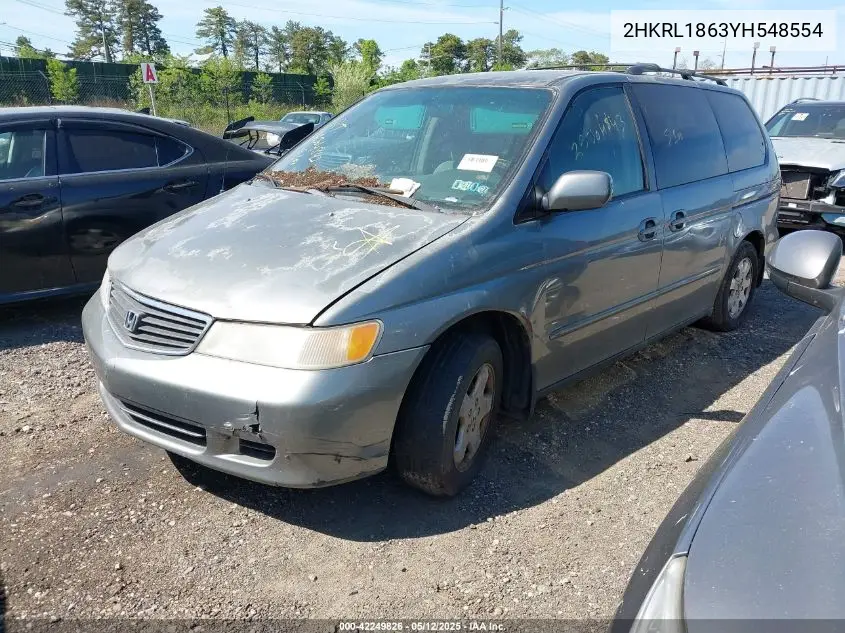 2000 Honda Odyssey Ex VIN: 2HKRL1863YH548554 Lot: 42249826
