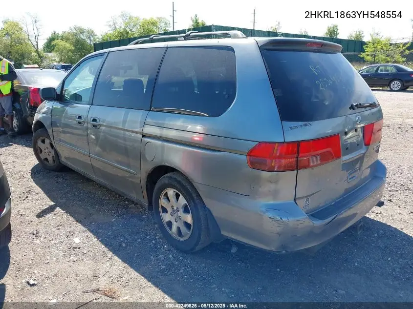 2000 Honda Odyssey Ex VIN: 2HKRL1863YH548554 Lot: 42249826