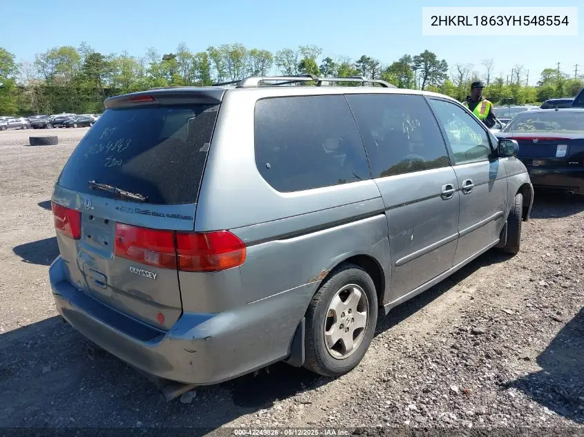 2000 Honda Odyssey Ex VIN: 2HKRL1863YH548554 Lot: 42249826