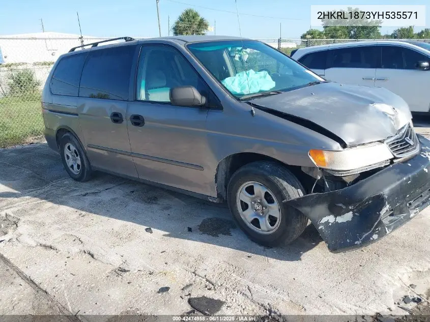 2000 Honda Odyssey Ex VIN: 2HKRL1873YH535571 Lot: 42474958